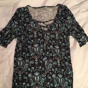 Printed Tie Front American Eagle Top